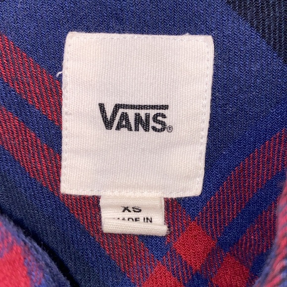 Vans Medium Blue Red Button Up Long Sleeve Casual Outdoors Shirt - Picture 2 of 13